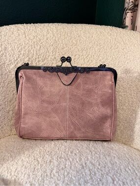Blush Pink Frame Clutch with Decorative Metal Trim